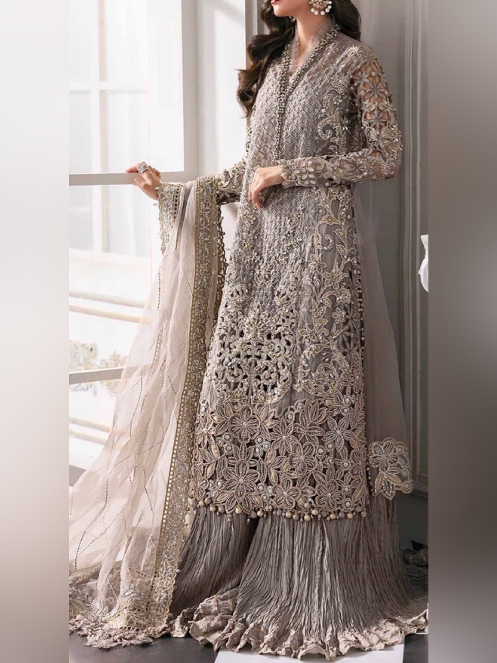 Embellished Floral Lace Women's Dress dusty colored bust 39